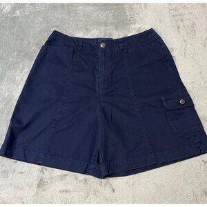 Crazy horse cargo shorts size 10 women Navy blue mid rise canvas 100 % Cotton